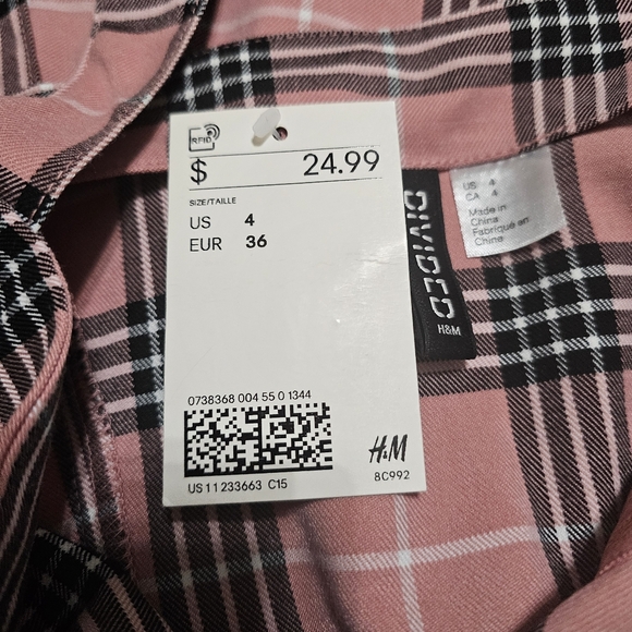 New H&M Divided Plaid Dress size 4 - Picture 3 of 3